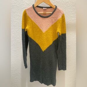 Hema Colorblock Sweater Dress with Pink and Yellow
